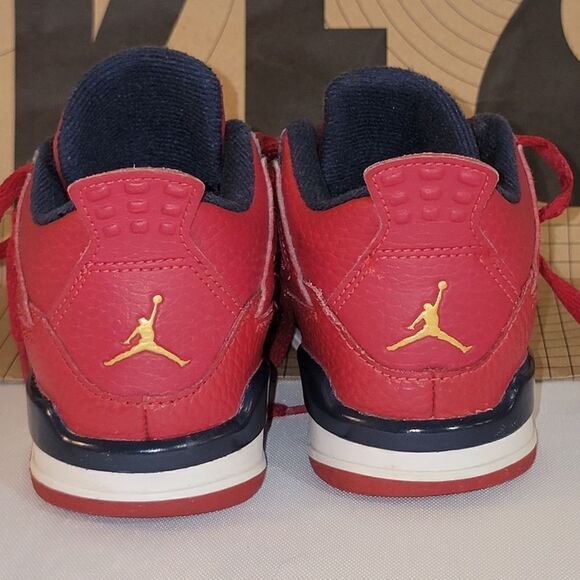 AIR JORDAN 4 RETRO SE 'FIBA' Gym Red White Metallic Gold Obsidian TD Size 9c - Picture 13 of 16